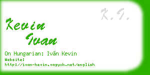 kevin ivan business card